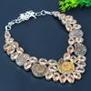 Ammonite Fossil,Morganite Gemstone 925 Sterling Silver Jewelry Necklace 18"
