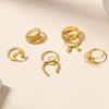 K ring style jewelry retro gold leaf flower rabbit horn stacked ring set female