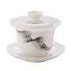 NEW 360-Degree Floating Three-Talent Covered Dehua White Porcelain Kung Fu Set Bowl with Dragon Pattern Tea Offering Bo