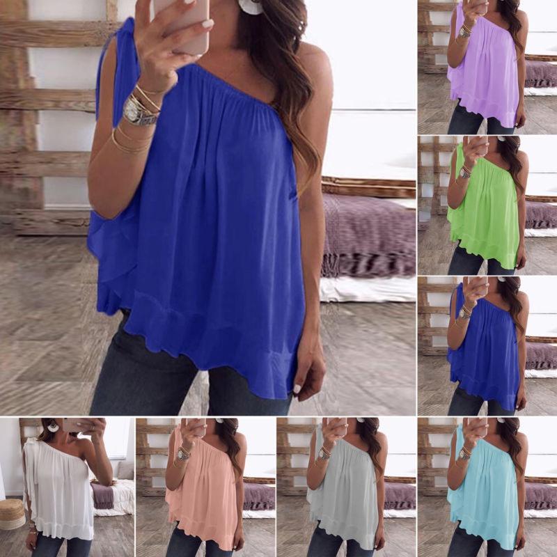 Stilvolle Damen Freizeit One-Shoulder Hemdbluse im bequemen Übergrößen Design