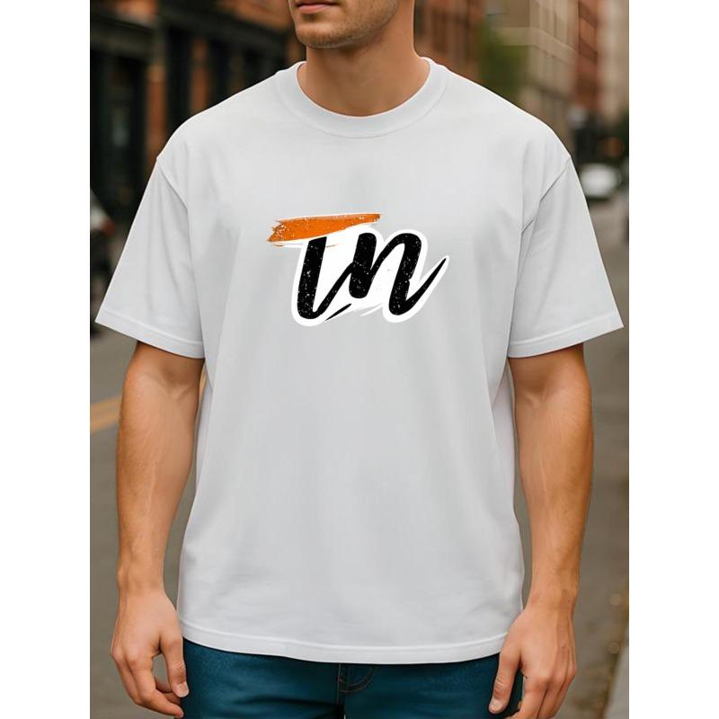 Europäische Größe Modisches T-Shirt für Herren mit Buchstaben-Prints | Geeignet für Outdoor-Sportarten und Freizeit am Wochenende, Rundhalsausschnitt, Normale Passform, Ganzjahresartikel