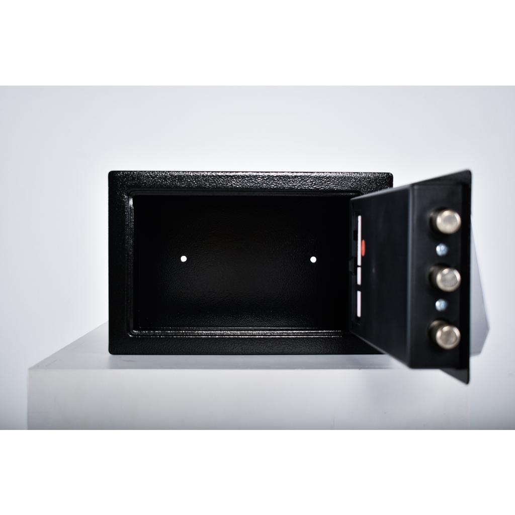 Pancerny domowy sejf z zamkiem elektronicznym i kluczem 20x31x20 cm czarny