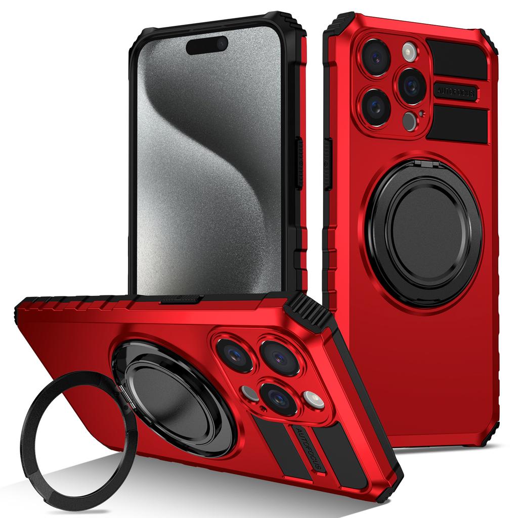 Applicable to iPhone17ProMax rotating armor mobile phone case Apple 16Pro magnetic suction bracket anti-drop protective case