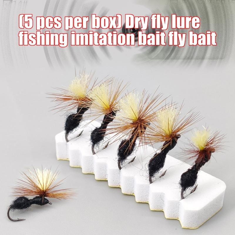 5pcs Aritificial Baits Float Fishing Lure with Hook for Anglers Dry Fly Black Parachute Ants Fishing Fly Fishing Tackle