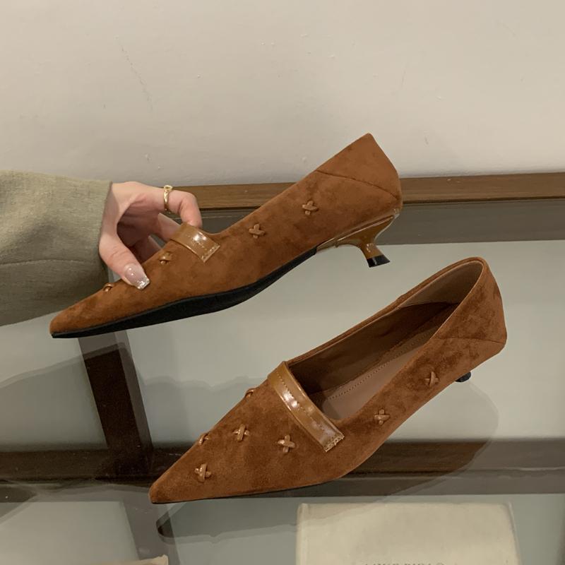 Fashion SUOJIALUN 2025 New Brand Women Pumps Shoes Fashion Pointed Toe Slip On Ladies Elegant Boat Shoes Thin Low Heel Dress Single Shoe