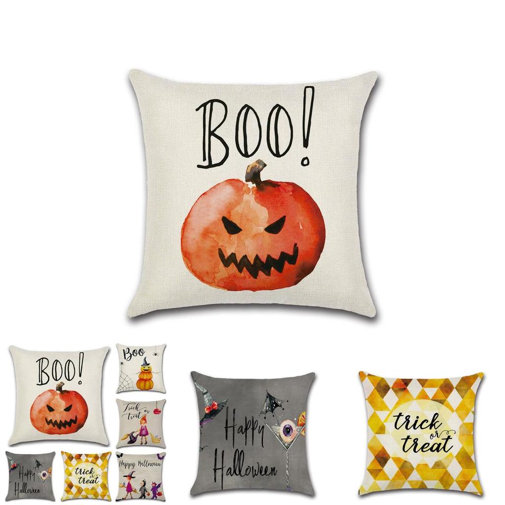 Luxurious Halloween Pillow Case For Sofa And Home Decoration With Pumpkin Design Linen Throw