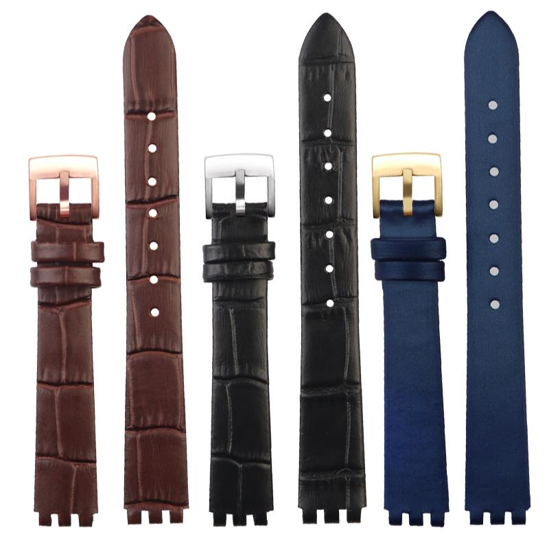 New Black Red white pink blue brown Watchband For SWATCH Genuine leather Watch band 12mm cowhide Wrist strap accessories women