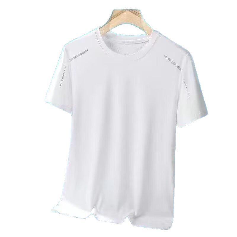 Men's Summer Ice Silk Mesh T-Shirt - Breathable, Lightweight, Crew Neck, Solid Color