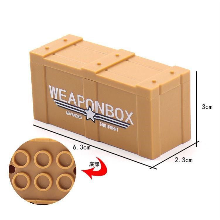 Military Weapon Box Building Block Doll Accessory Box Airdrop Box With Pattern Equipment Gun Ammunition Box Children'S Toy
