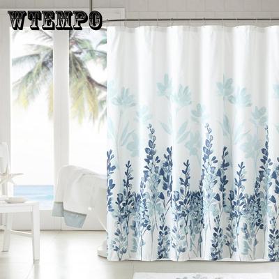 Tropical Plant Print Shower Curtain Waterproof Fabric Polyester Bathroom Curtain with Hook Bathtub Partition Curtain