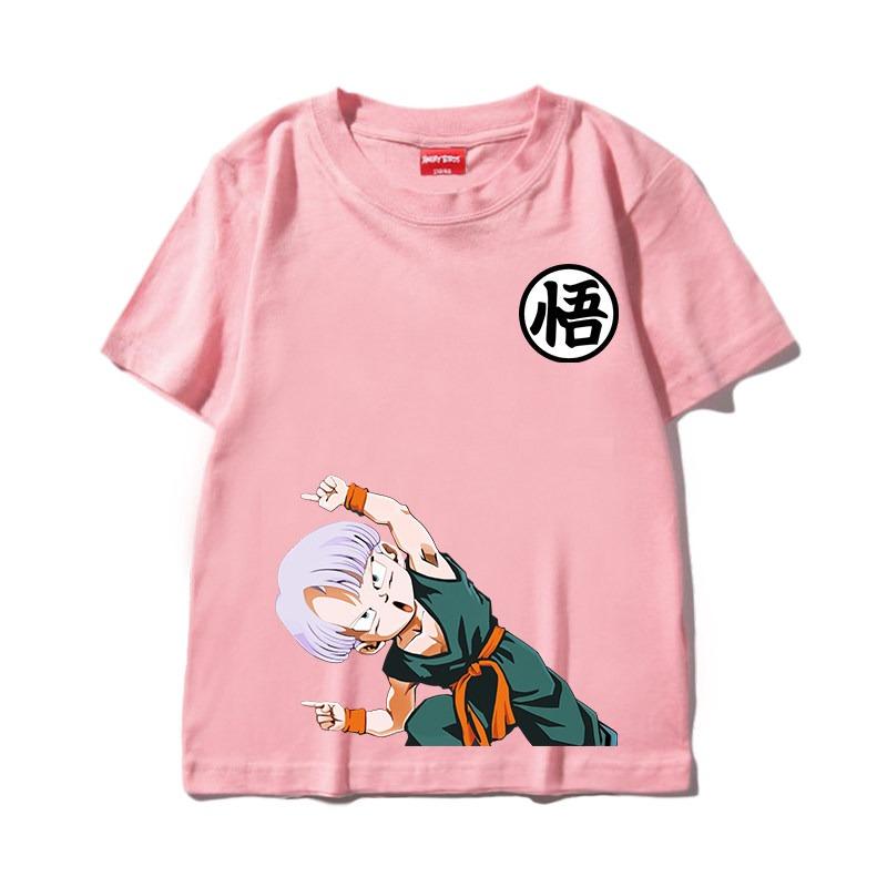 Boys, Girls and Adults Dragon Ball Goku Cartoon Short-sleeved T-shirt, Japanese Anime Fusion Children's Printed Trendy Top