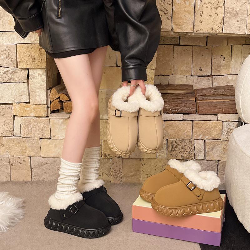 Women's Large Size Soft Sole Winter Warm Fur One Snow Boots Padded Lined Ankle Boots Anti-slip Hiking Casual Sports Cotton Boots