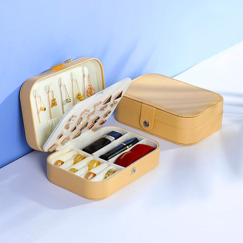 Portable Jewelry Storage Box Travel Organizer Jewelry Case Leather Storage Earrings Necklace Ring Jewelry Organizer Display