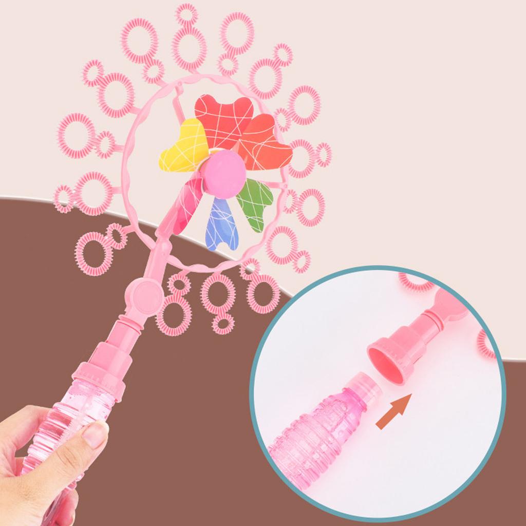 Windmühle Seifenblasenstab Abnehmbar Mehrloch Kinder Windrad Seifenblasenmaschine für Reise Outdoor Rosa