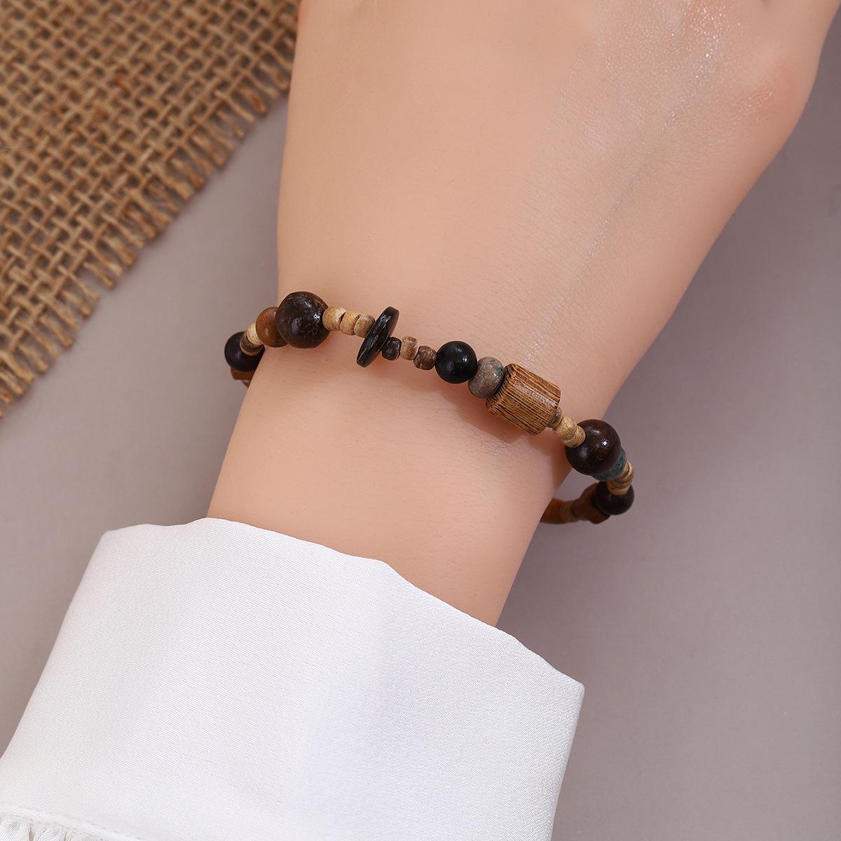 Неправильный ретро-браслет из деревянных бусин, дзен-этнический стиль, ювелирное изделие для женщин с высококлассным темпераментом