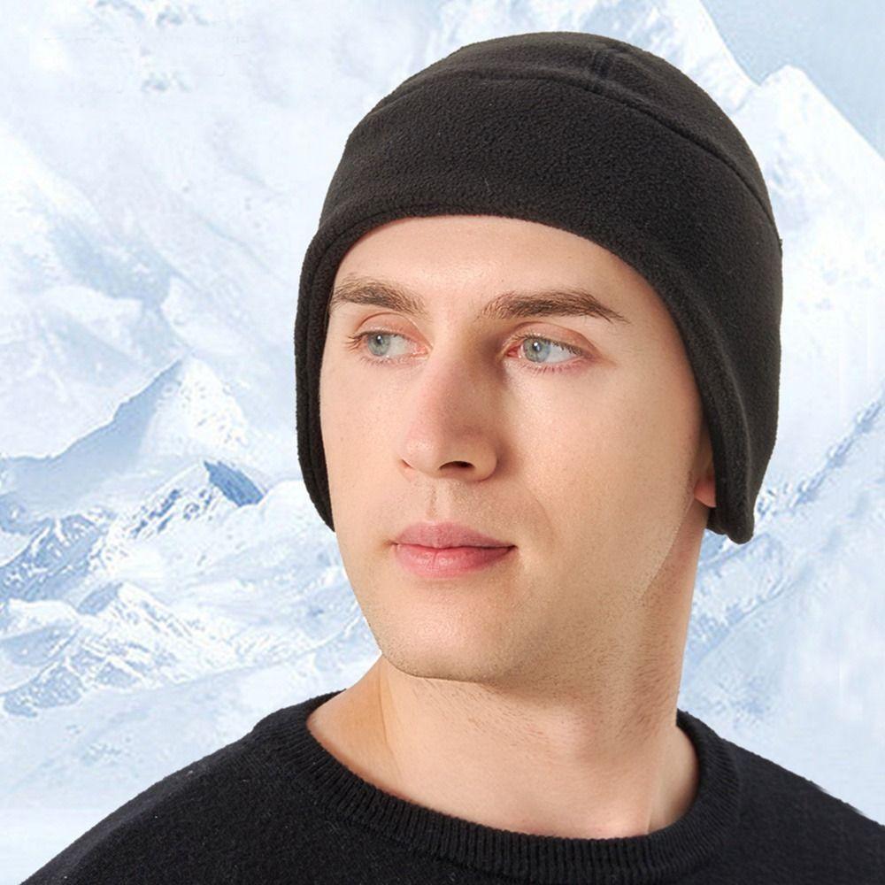 Polar Fleece Beanie Hat Slouchy Earmuffs Riding Hat Winter Ski Cap for Men Women