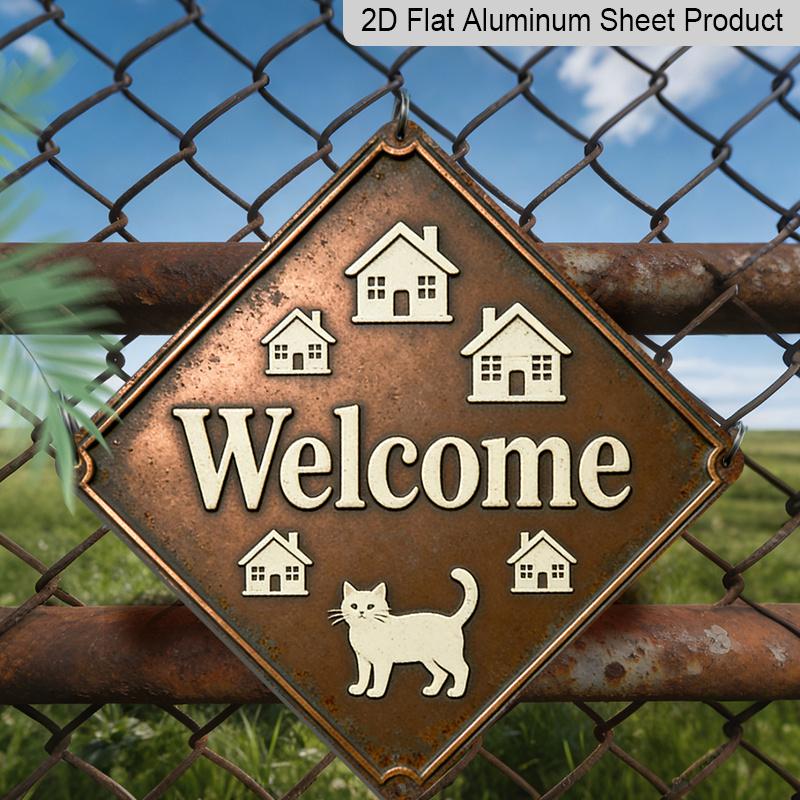 2D Flat, 1pc Vintage House-Themed Metal Wall Sign - Housewarming Gift Suitable for Front Door, Entryway, Living Room - Aluminum House Plaque for