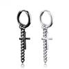Punk Cross Chain Rock Men Women Hip-hop Black Stainless Steel Tragus Piercing Hoop Street Pop Earring Guys Accessories Jewelry