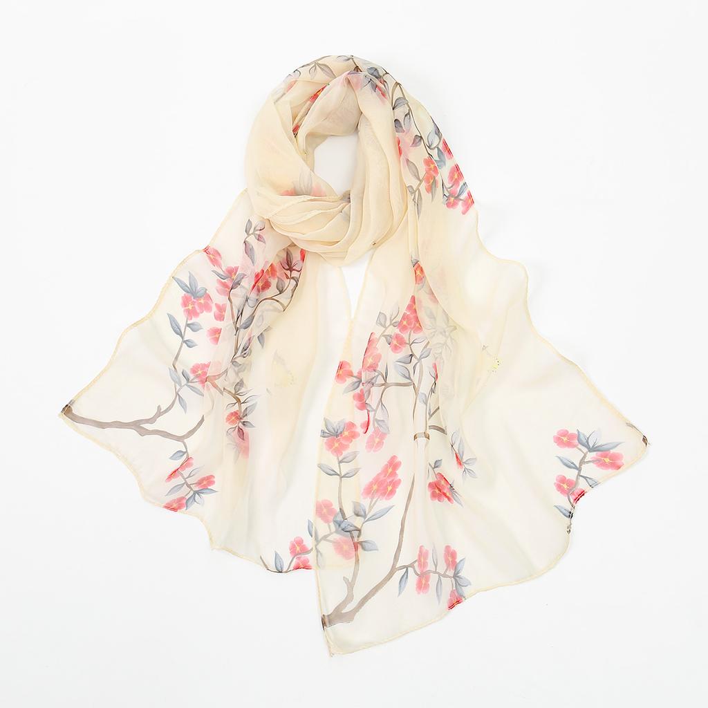 New Beauty Floral Printed Georgette Hijab For Women Thin Soft Scarf Shawl Wrap Middle East Summer Beach Sunscreen Thin Headscarf