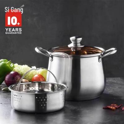 Sigaang 22cm 201 Stainless Steel Tall Soup Pot with Steamer