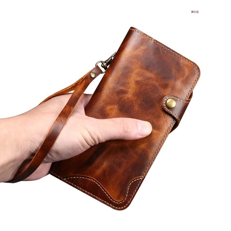 Étui à rabat en cuir ciré à l'huile pour téléphone à clapet avec emplacement pour carte iPhone 16 Pro Max 15 14 13 Business Antichoc