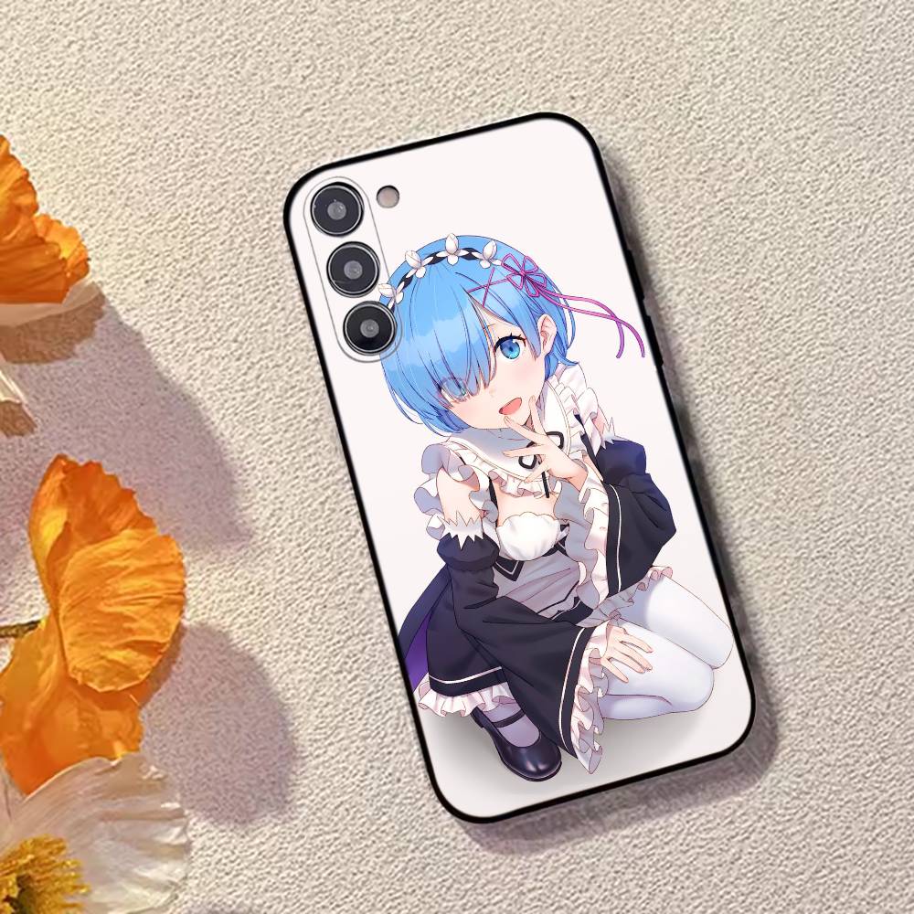 Rem Anime Girl Re Zero Phone Case For Samsung Galaxy A73,A72,A71,A70,A53,A52,A51,Others Soft Black Cover