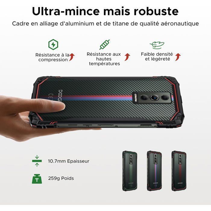 DOOGEE Blade 10 Energy Telefon Přenosný Nerozbitný 24+128GB 6,56" 6150mAh Chytrý telefon Robustní 16MP Fotoaparát Dvojitá SIM/NFC Červený