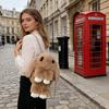 Plush Cartoon Rabbit Shaped Crossbody Bag Soft Faux Fur Rabbit Shoulder Bag Fluffy Cute Bunny Sling Bag for Women Girls