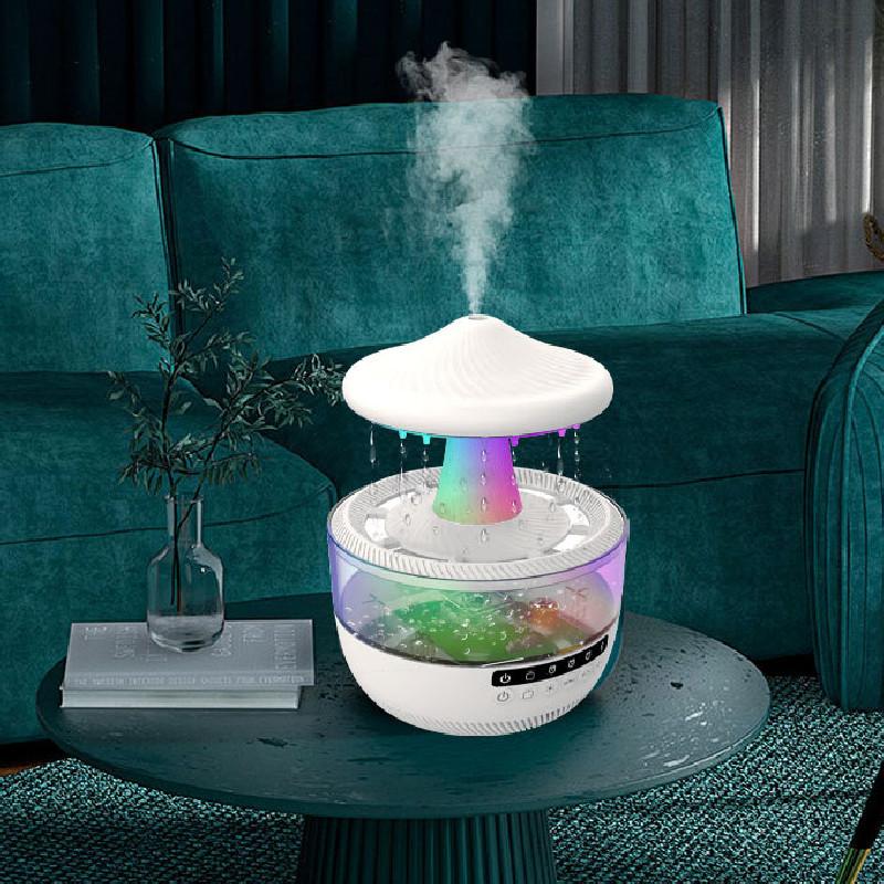 Cloud Rain Droplets Ultrasonic Humidifier With Bluetooth Speaker For Bedroom Relaxation