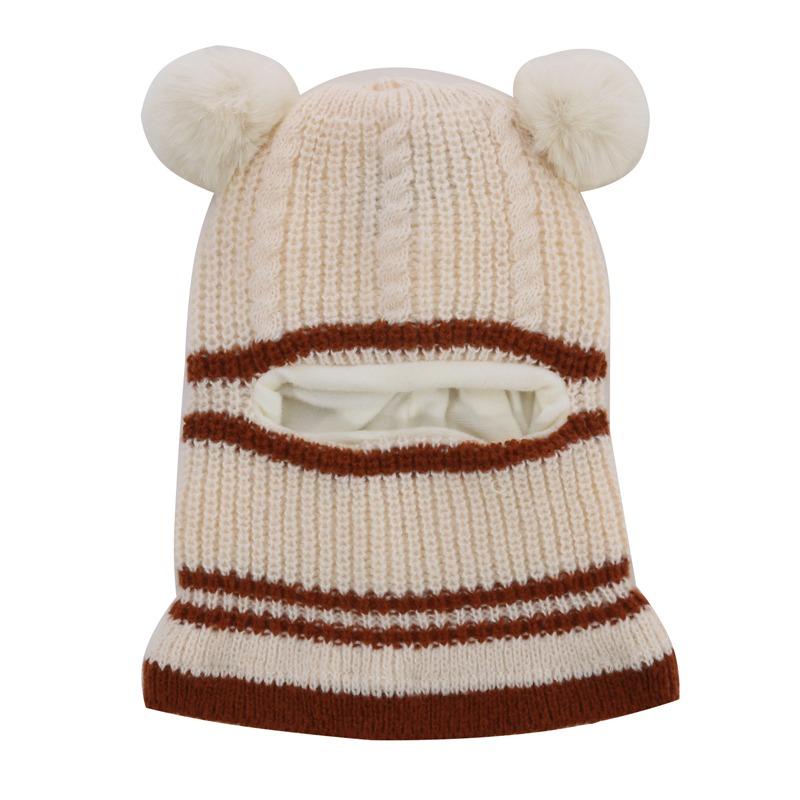 

Детская шапка осень и зима плюс бархат толстый теплый шерстяной колпак детский нагрудник защитная шапка для лица высококачественные шапки новая мода бежевый