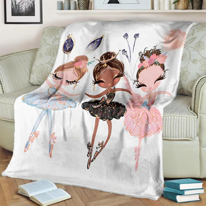 Süßes Ballettmädchen, Ballerina, Fee, Schwan, Einhorn, Cartoon, 3D-Decke, weiche Überwurfdecke für Zuhause, Schlafzimmer, Bett, Sofa, Picknick, Reisen, Kinder