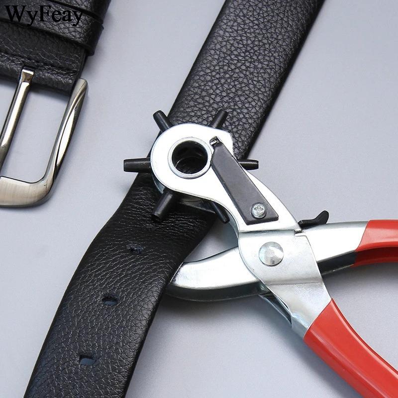 Genuine Leather Craft Tools Belt Hole Punch Plier Eyelet Puncher Revolve Sewing Machine Setter Tool Watchband Strap Household Paper Diy