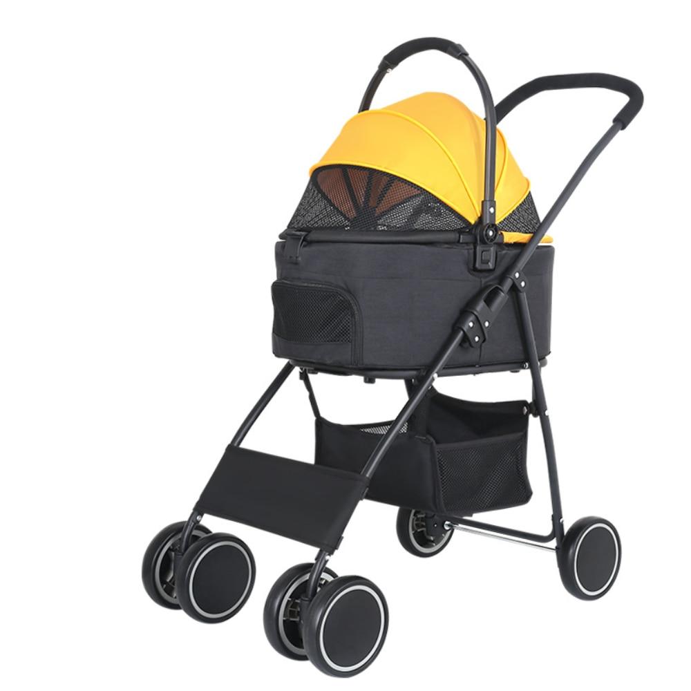 Detachable Dog Stroller Load Bearing 15kg Lightweight Folding Pet Stroller Four-wheeled Pet Trolley Cat Stroller Pet Carrier