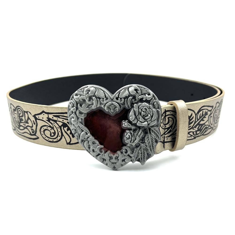 

Ремень с тиснением в виде сердца в стиле ретро, панк, личность 2000 года, пряный готический, универсальный, темный, мужской, женский ремень и J0I7 Khaki-one-size