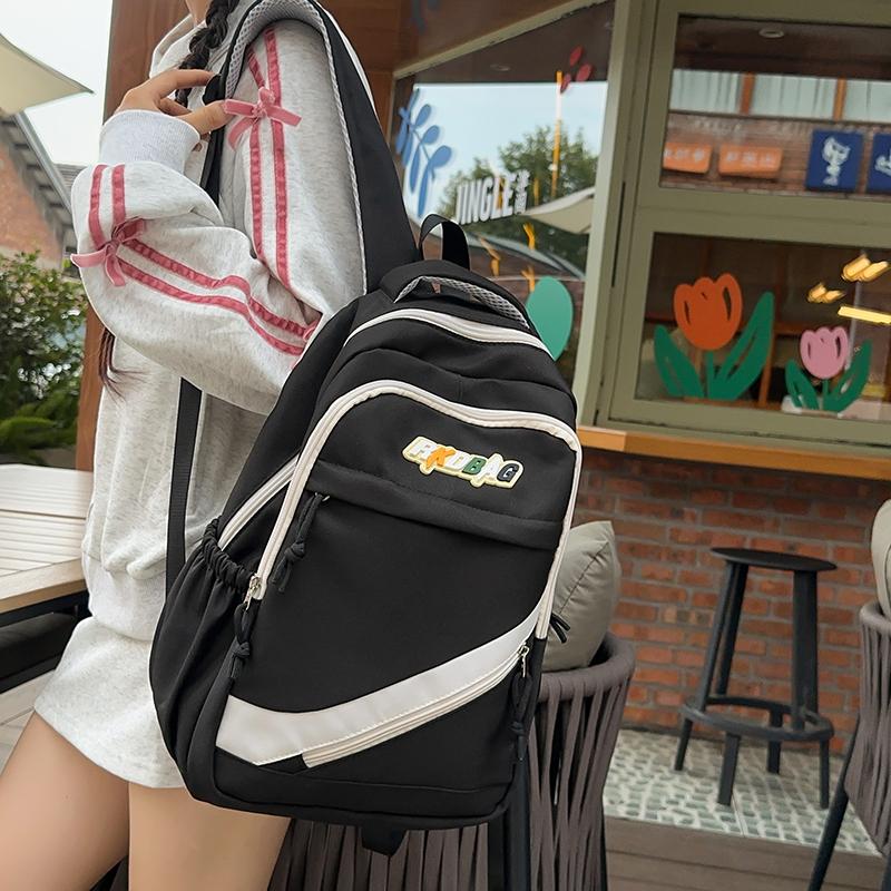 Student School Bag Women Large Capacity Contrast Color Backpack