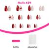 24 Pcs Heart Acrylic Nail with Rhinestones Valentines Day False Nail French Tip Stick on Nail 3D Bows Press On Nail