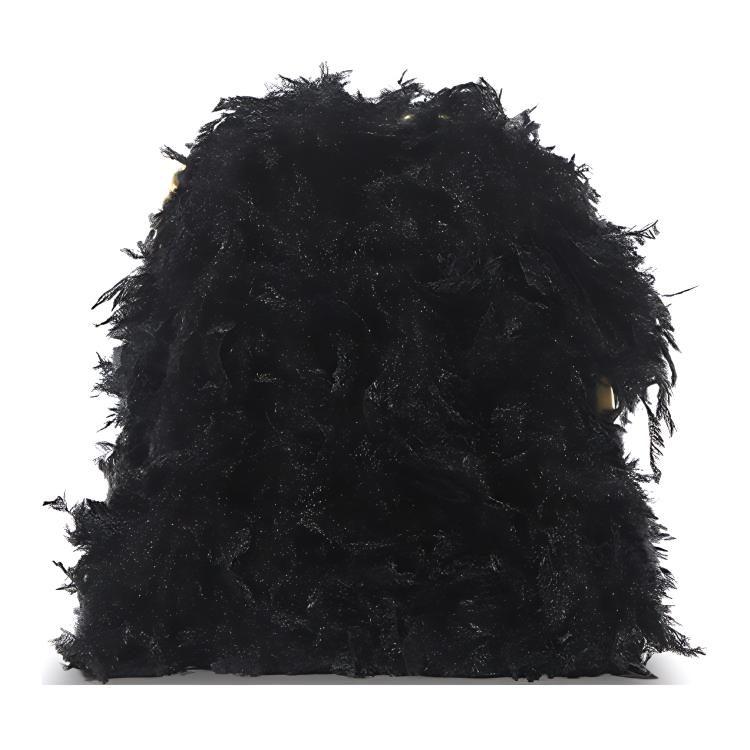 Balenciaga Crush Stud Magnetic Closure Fabric Feather Portable Crossbody Bag, Shoulder Bag Women's Black 7163512AAEO1000