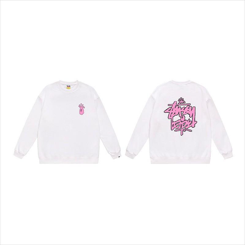 Unisex lässiger übergroßer Rundhals-Pullover mit Schriftzug-Print leichter Baumwoll-Hoodie