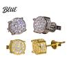 Women Stud Earrings 1 Pair Square Rhinestone Wedding Ear Studs