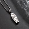Coffin-Shaped Skeleton Pendant Necklace with Vine Pattern on Antique Silver Chain