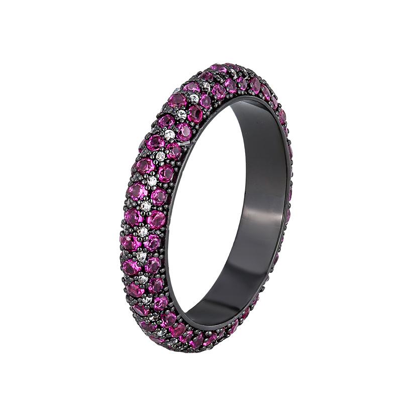 Autumn And Winter Jewelry Copper Bottom Gold-Plated Simulation Blue Spinel Red Corundum Black Gold Personalized Ring Female