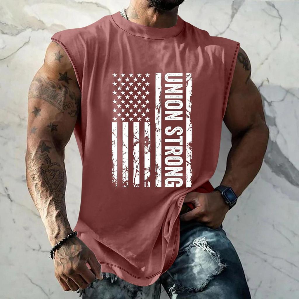 Men Sleeveless Tank Top Loose Fit Casual Workout Muscle Shirt Printed Graphic Design Lightweight Summer Athletic Vest