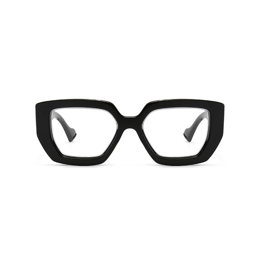 Modische Schwarze Quadratische Übergroße Damen Sonnenbrille Transparente Gläser Täglich Urlaub Dekorative Brille