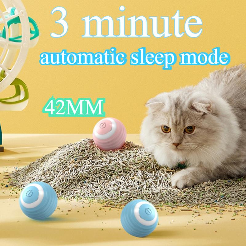 Automatic Rotation Cat Toys Interactive 42MM Intelligent Awakening Animal Toy Game Food Grade Rolling Ball Bite Resistant Companion Toys Pet Products