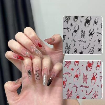 Halloween Spinnennetz Nagelkunst Aufkleber Neuer Stil Dunkler Stil Rot Tragen Nagelaufkleber Dekoration