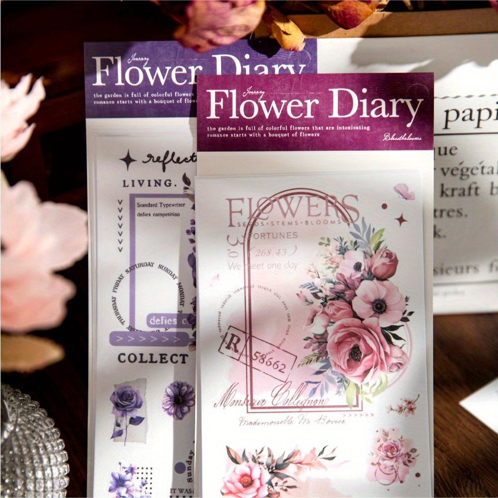 6 listů série květinový deník materiál na poznámkový blok papírové karty květiny a okraj materiál na koláž do poznámkového bloku