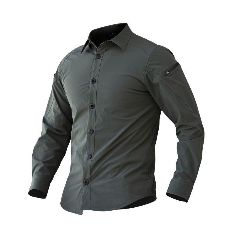 

Мужская тактическая рубашка с длинным рукавом Onken Defender с быстрой сушкой - влагоотводящая для весны и осени M зелёный