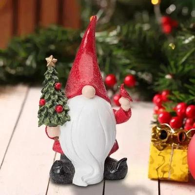 Weihnachtsmann Statue Weihnachts-Hausdekoration Wichtel mit Christbaumschmuck Gartendekor Mikrolandschaft Kunstharzhandwerk
