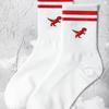 Multiple Pairs of Men's Crew Socks with Dinosaur Patterns, White, Unique, Comfortable, Breathable, Moisture-Wicking
