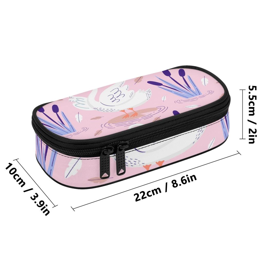 Pencil Pouch Printed Scratch Resistant Polyester Zipper Closure with Mesh Pocket Removable Divider and Pen Slots for Students